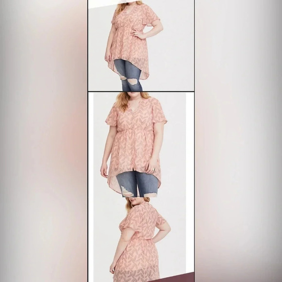 Women’s Torrid Size High-Low Sheer Blouse Size 1 (14/16) EUC - Picture 1 of 8